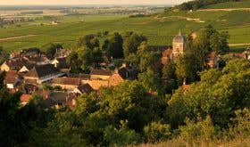 The village of Chambolle-Musigny from above in autumn