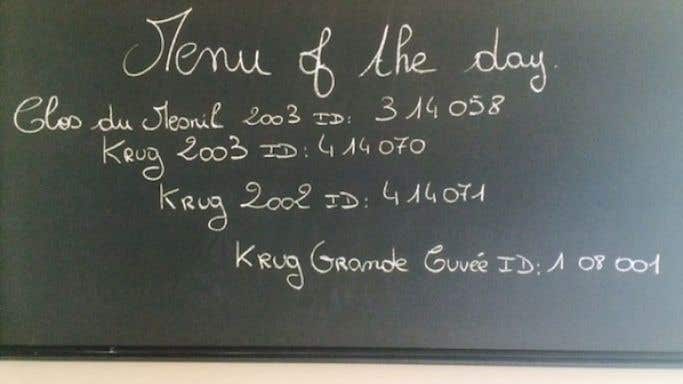 Krug menu of the day