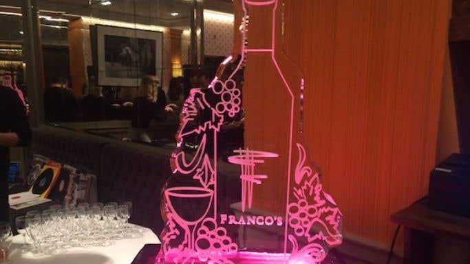 ice sculpture to mark the annual rosé tasting at Franco's restaurant in St James's, London
