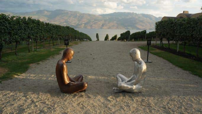 Statues in the vineyard at Mission Hill, BC, Canada