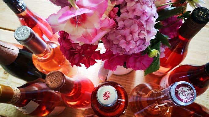 Rose wines and flowers
