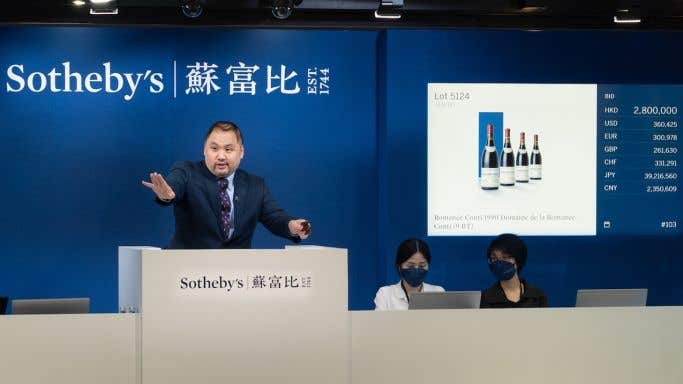 Joseph Lau II sells wine at Sotheby's HK