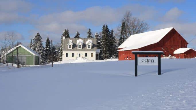Eden cidery in Vermont under snow