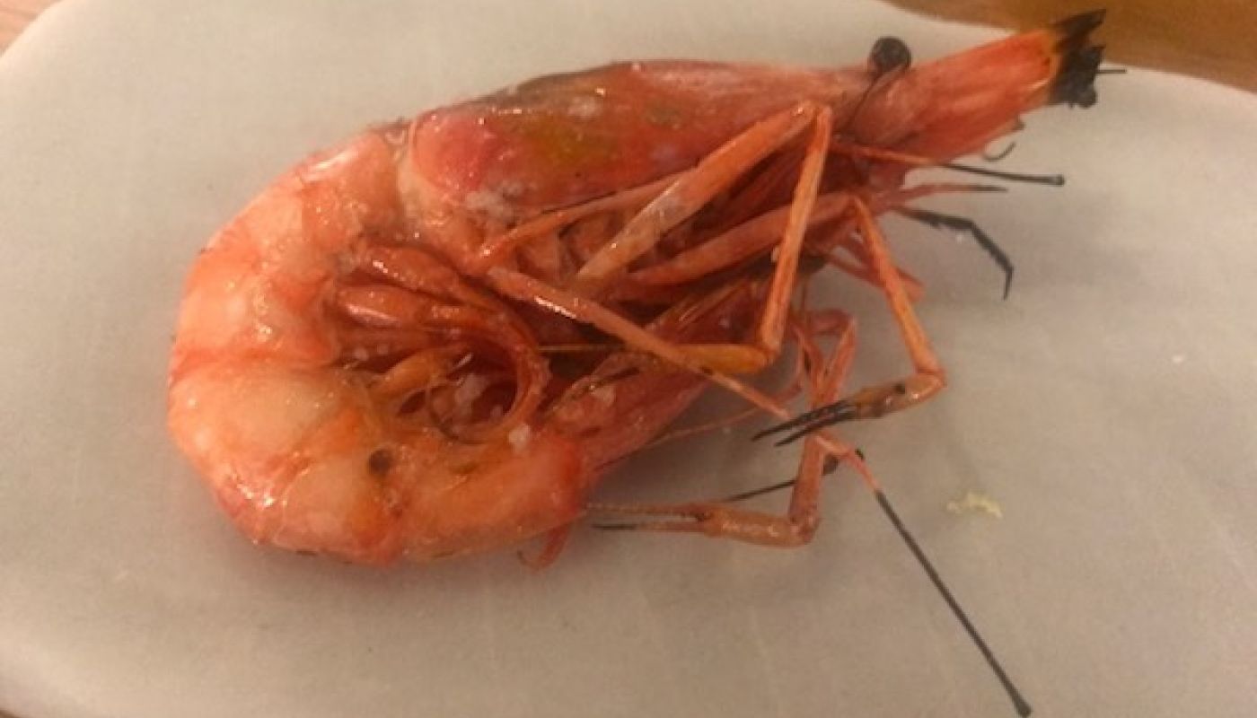 A red prawn from Roses at Estimar restaurant in Barcelona