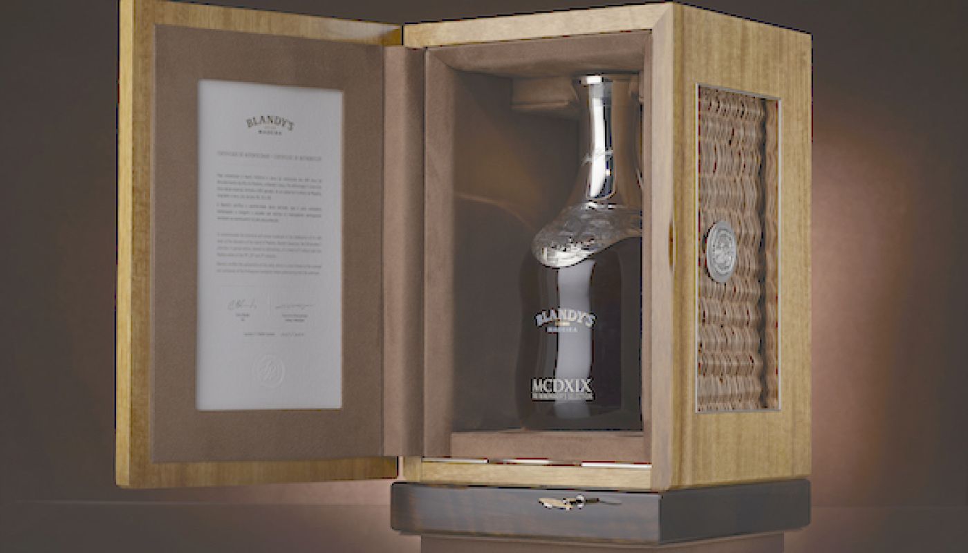 Blandys commemorative madeira bottle in box