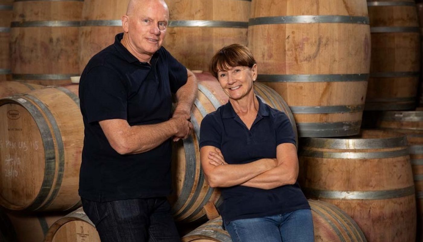 Jeffrey Grosset and Stephanie Toole with their barrels