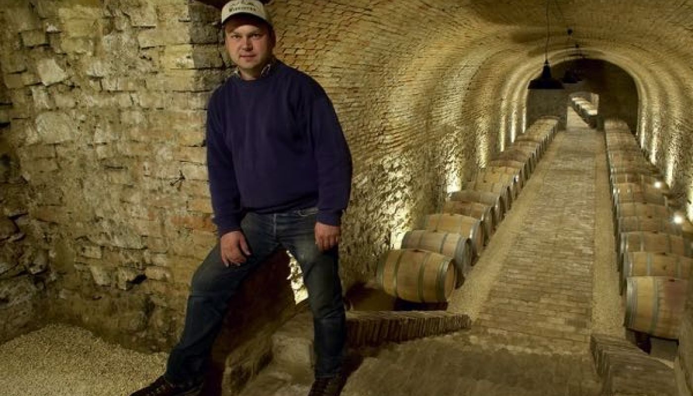 Fritz Weininger in his wine cellar