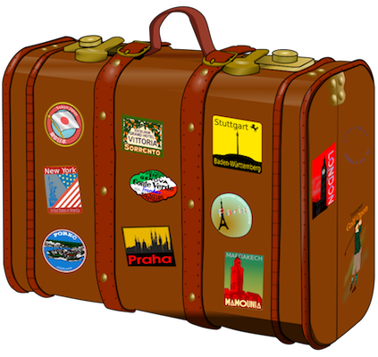 Suitcase with stickers