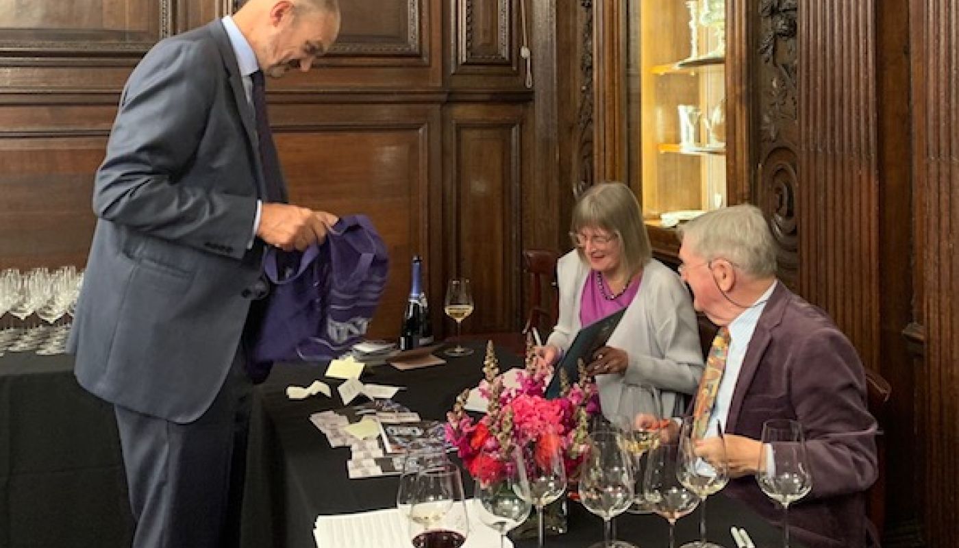 Laurent d'Harcourt of Pol Roger, Jancis Robinson and Hugh Johnson sign the 8th World Atlas of Wine
