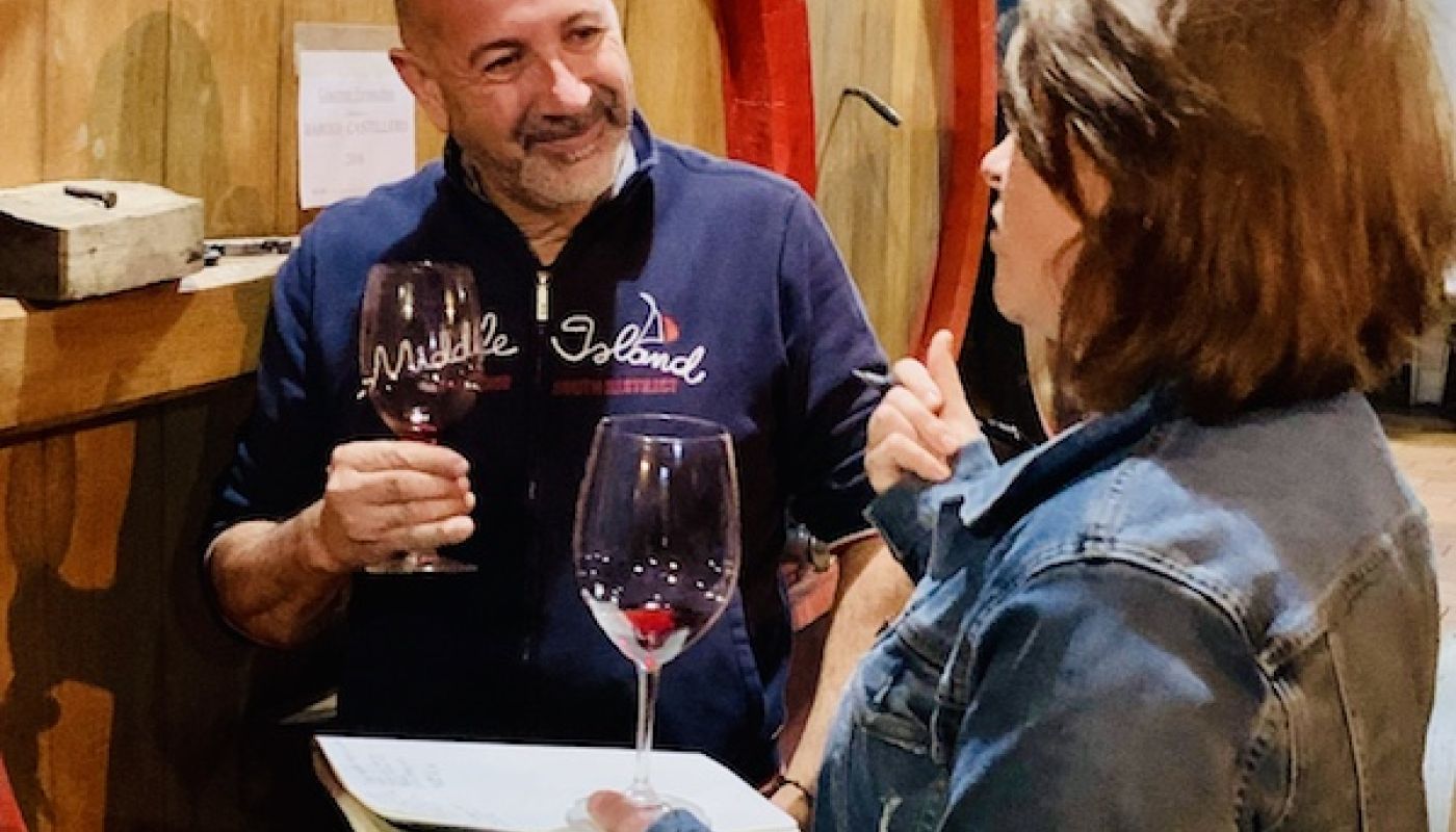 Claudio Fenocchio with Arnica Rowan and his orange Arneis in Piemonte