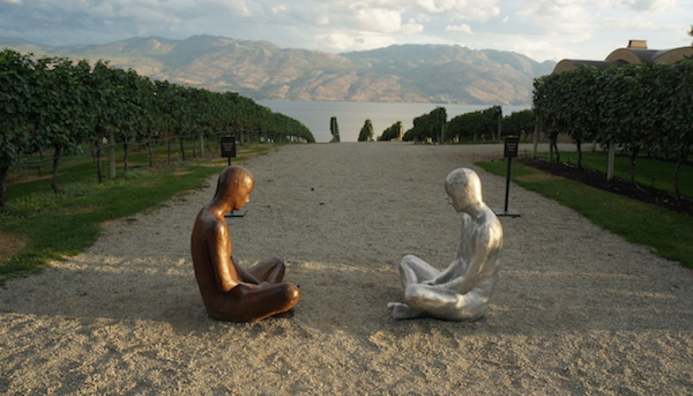 Statues in the vineyard at Mission Hill, BC, Canada