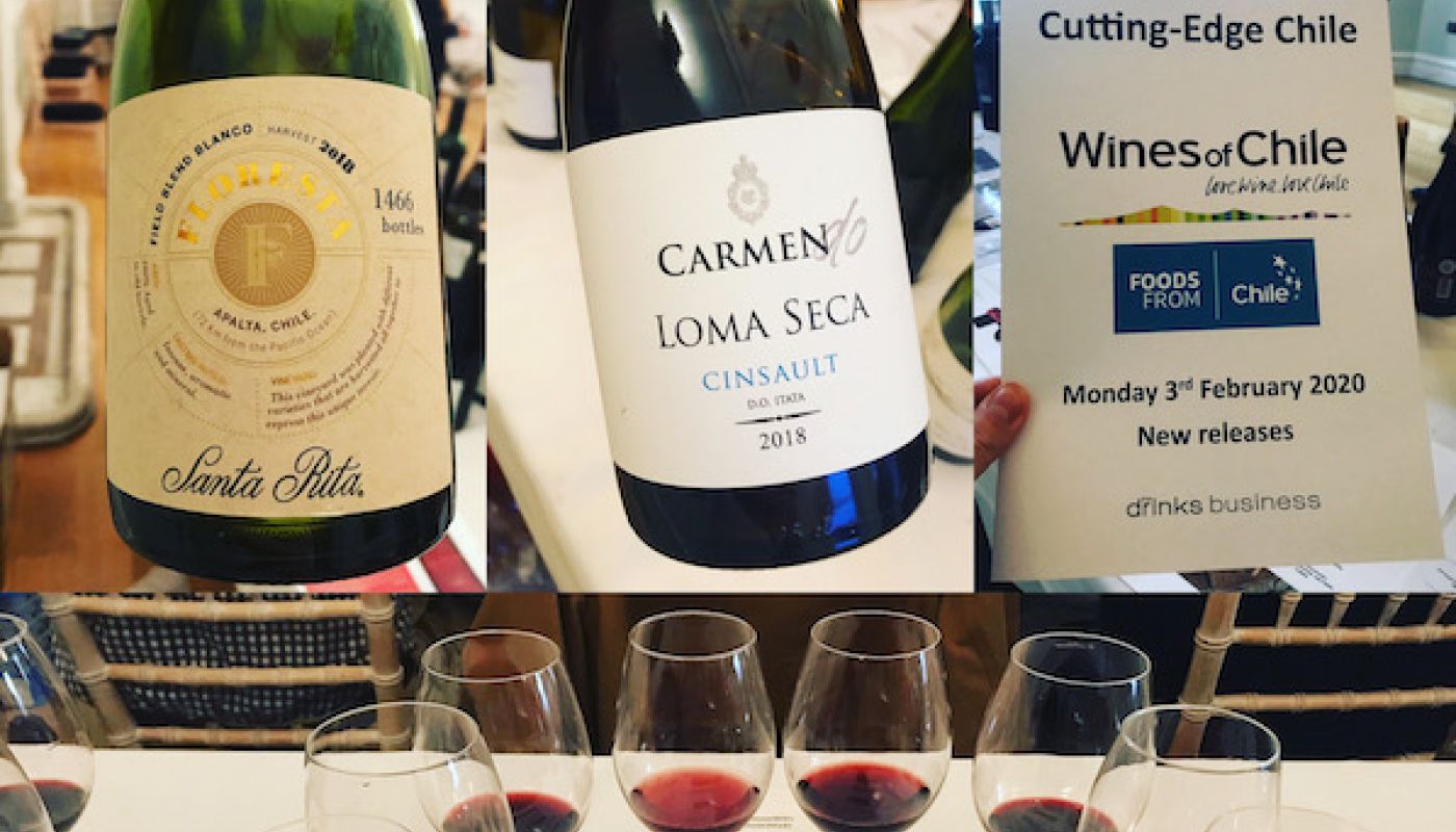 Montage of images from Chile's Cutting Edge tasting in London early 2020