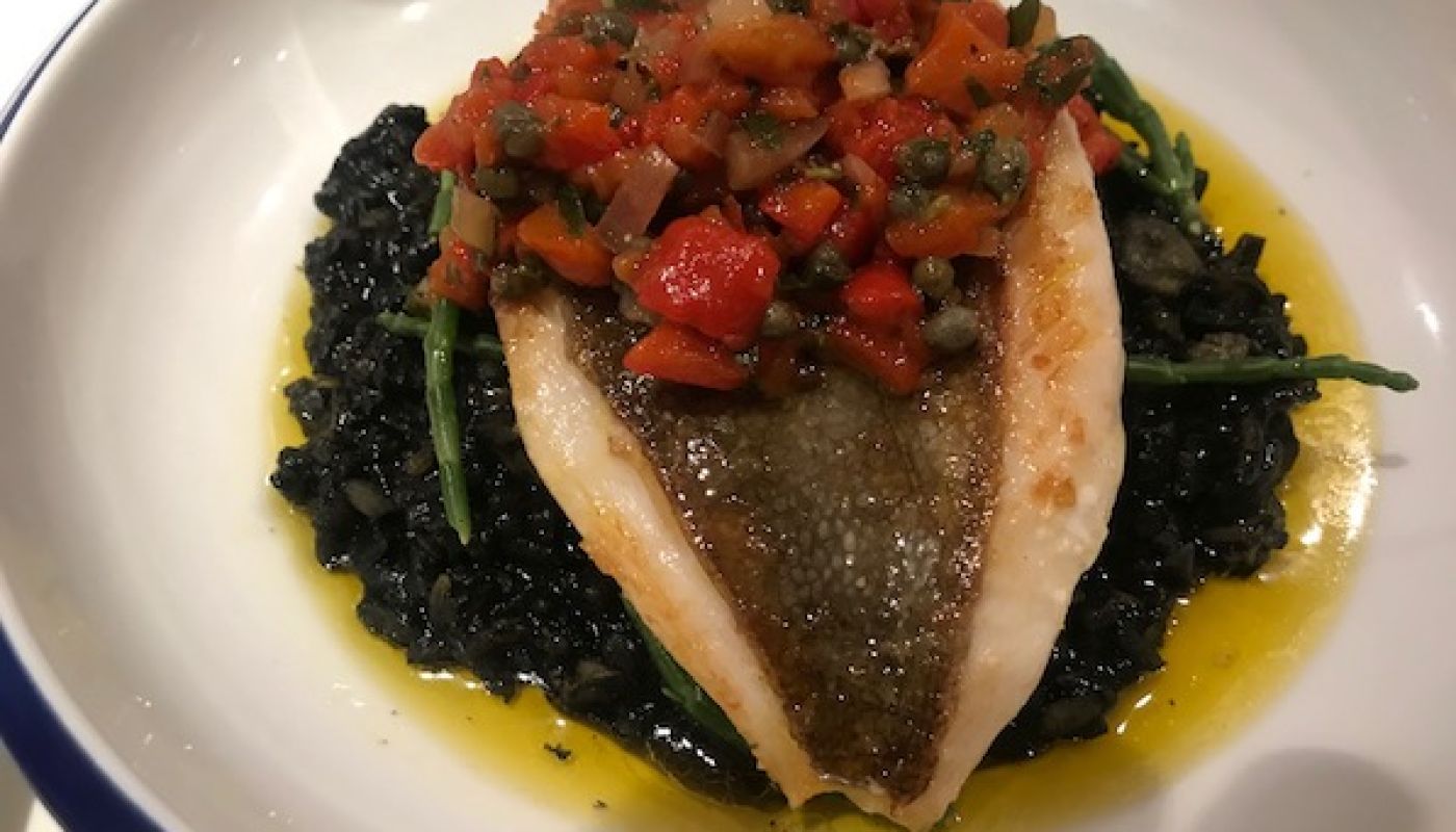 John Dory on squid ink risotto at Crabshakk, Glasgow
