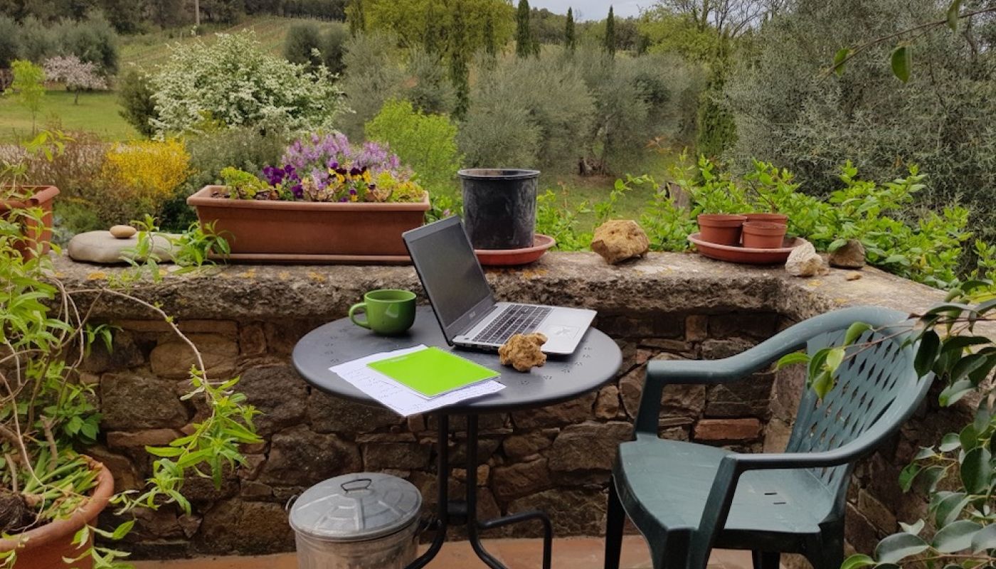 Katia's desk outside