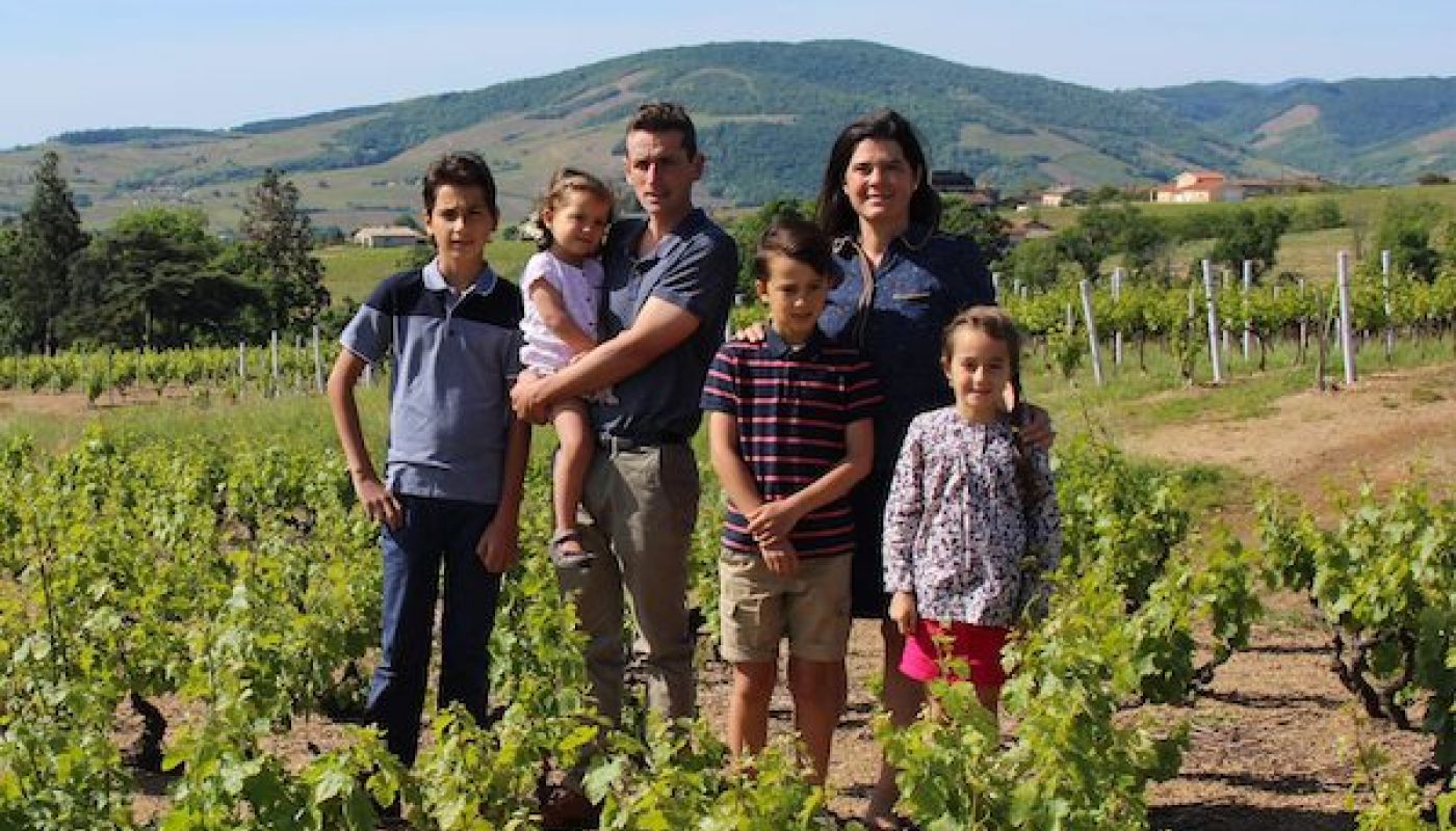 Arnaud Aucoeur and family in Morgon, Beaujolais