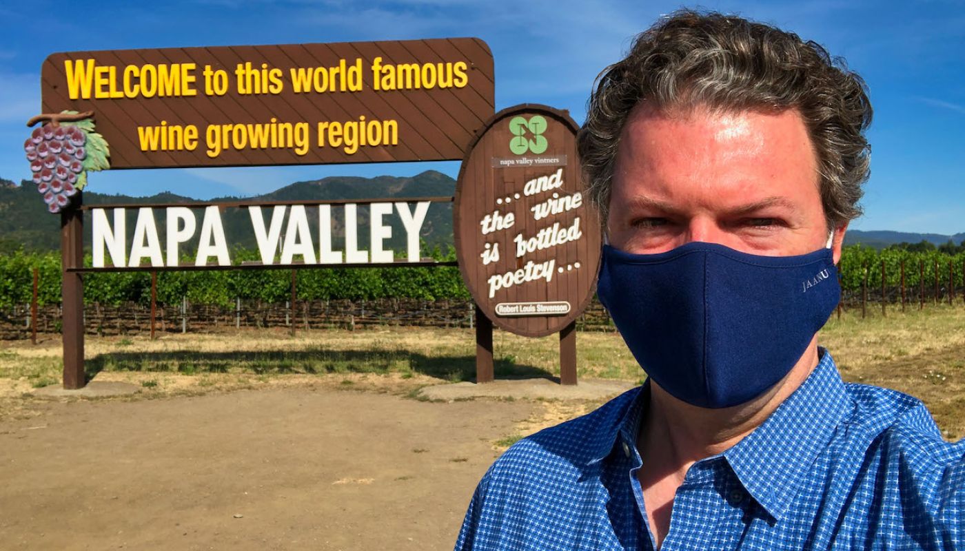 Alder with mask in Napa Valley