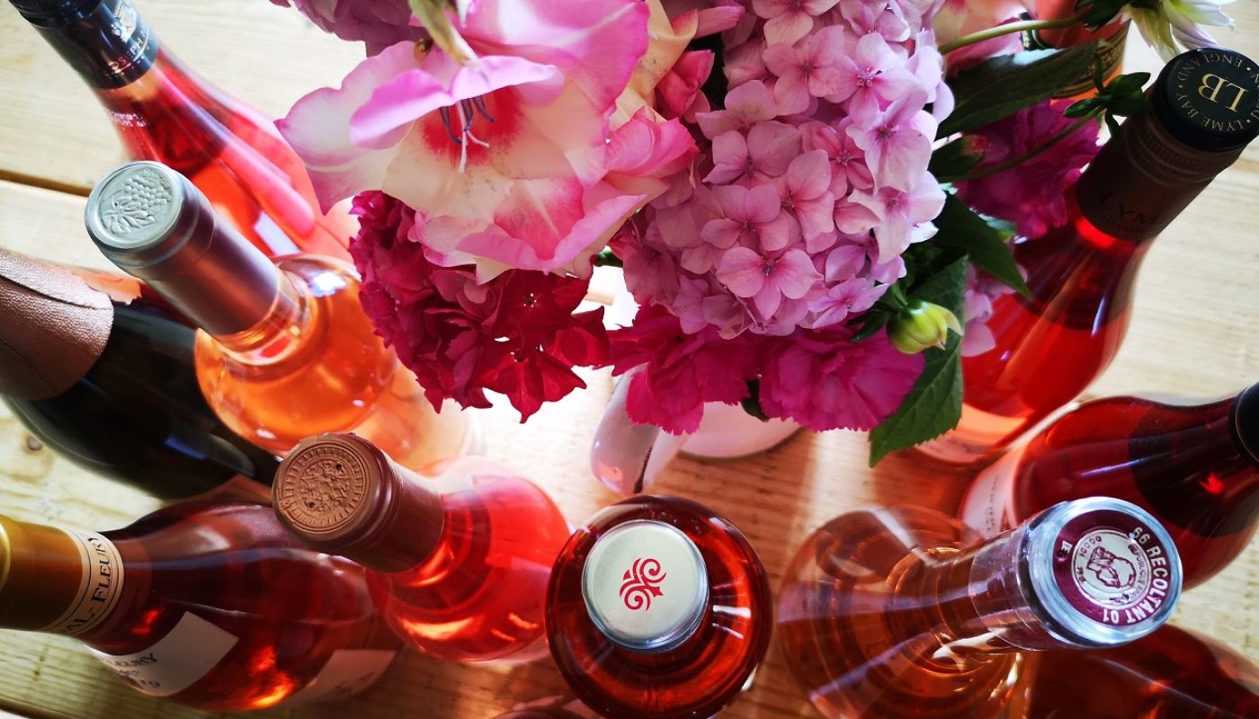 Rose wines and flowers