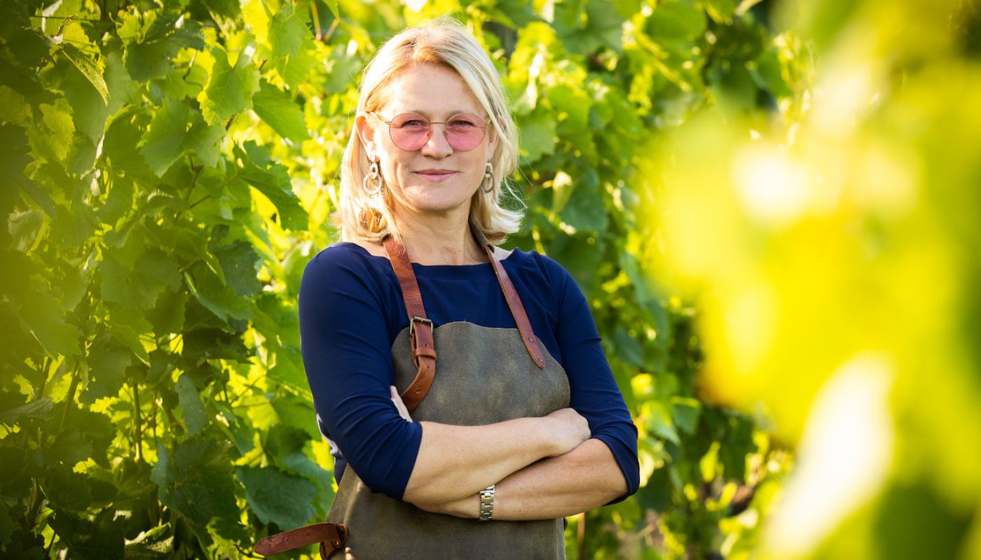 Dorli Muhr in her Spitzerberg vines