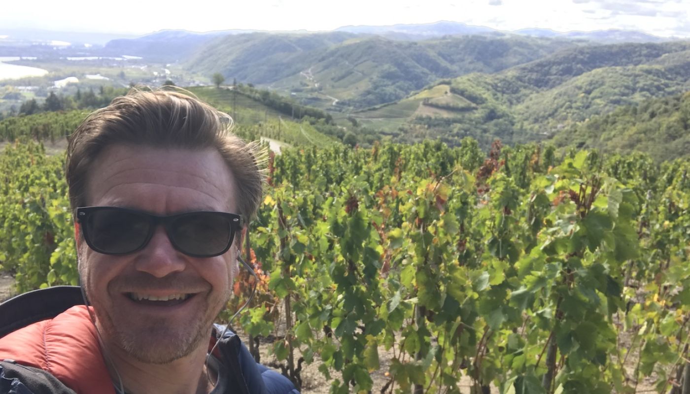 Alistair Cooper MW in the vineyards of St-Joseph