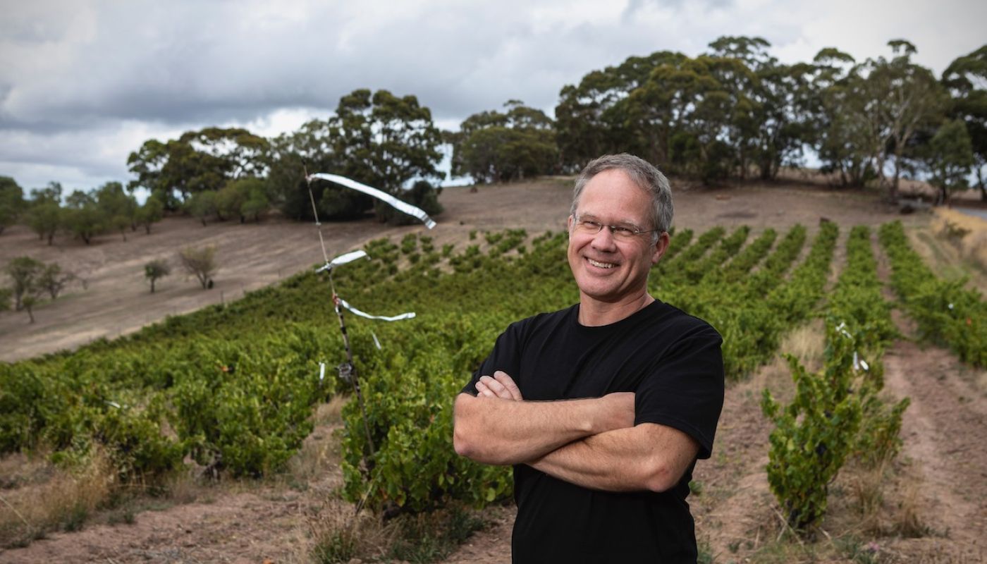 Giles Cooke MW in Smart Vineyard, McLaren Vale