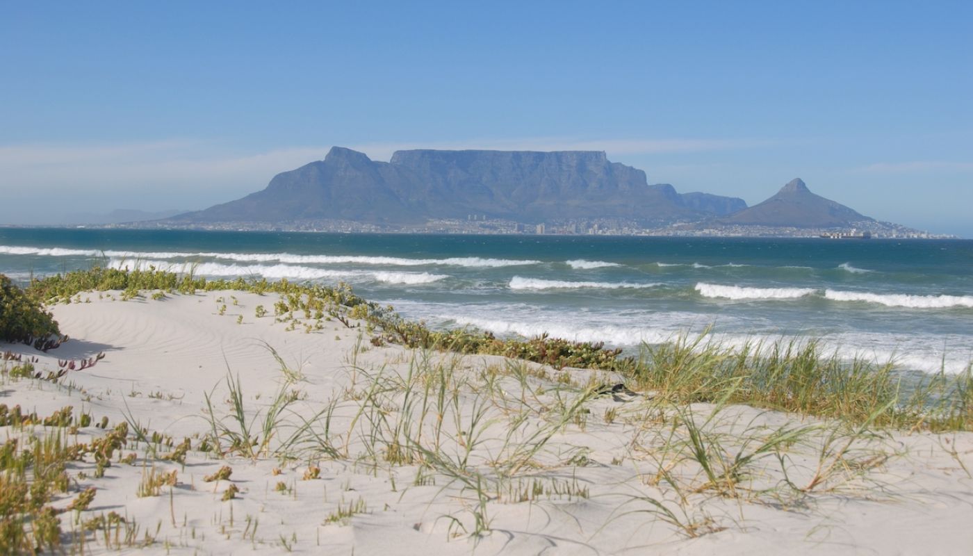 Cape Town and Table Mountain from Bloubergstrand