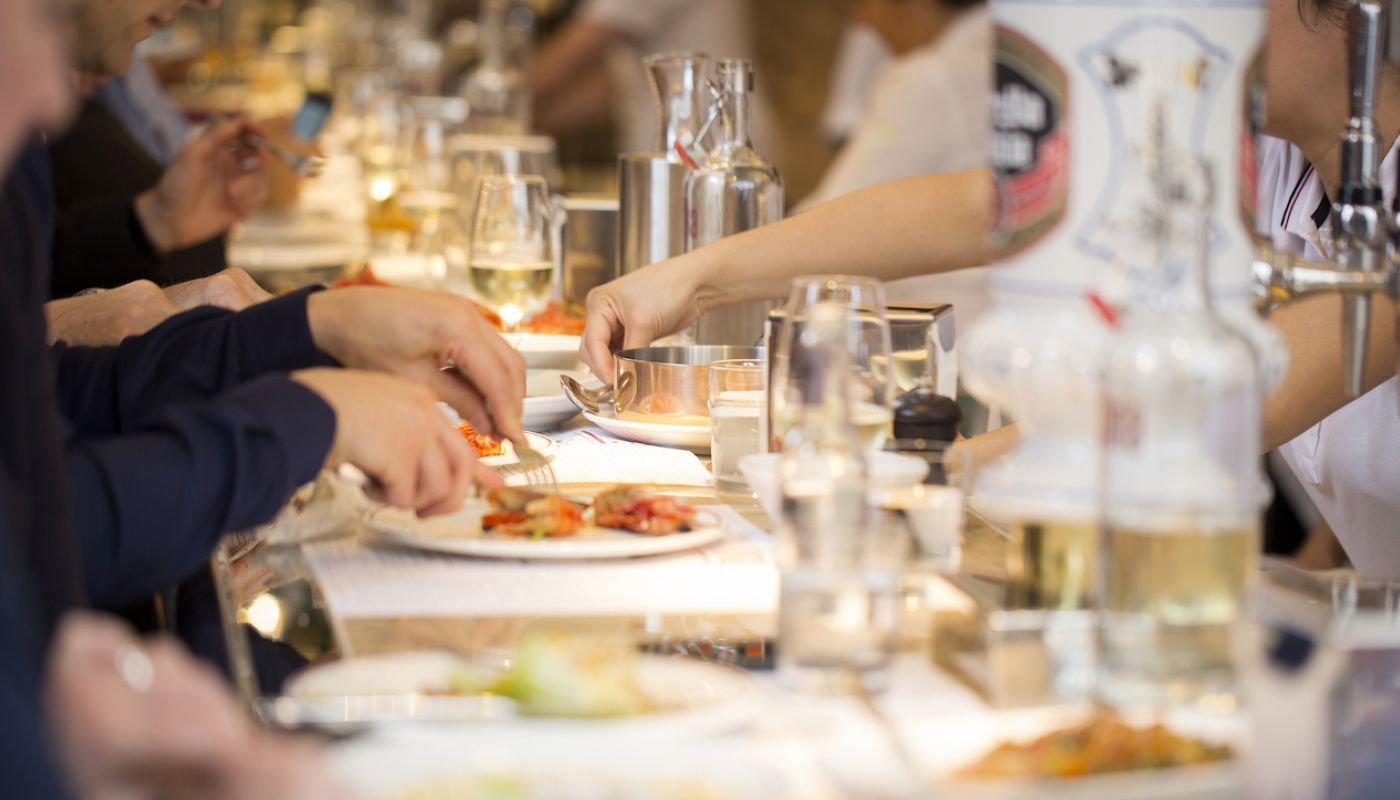 Interior of Barrafina tapas bar in London