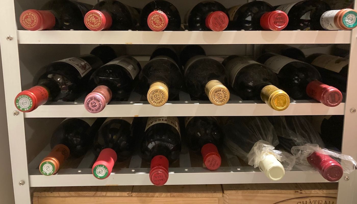 Bottles of bordeaux in a cellar