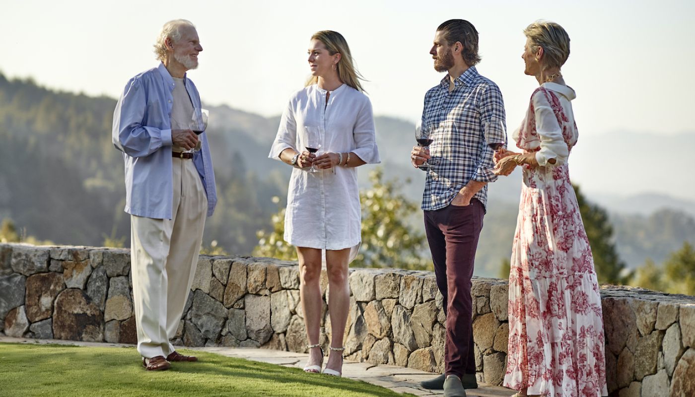 Harlan family on lawn in Napa Valley
