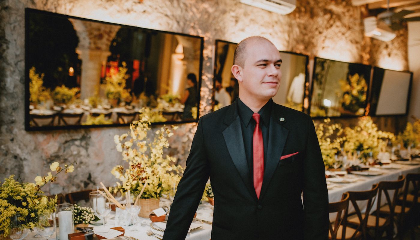 Oscar Marulanda in a restaurant in his native Colombia