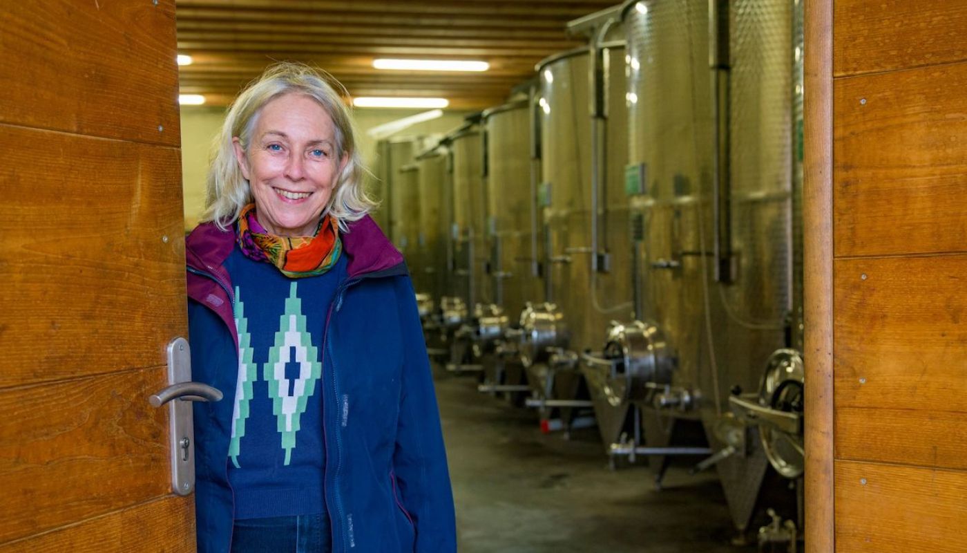 Brigitte Chevalier in her cellar Dom de Cebene