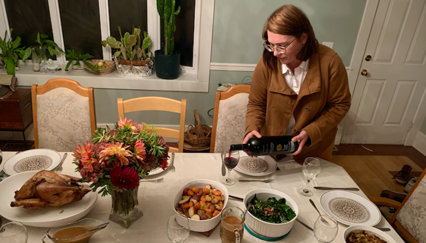 Arnica pouring a Thanksgiving magnum