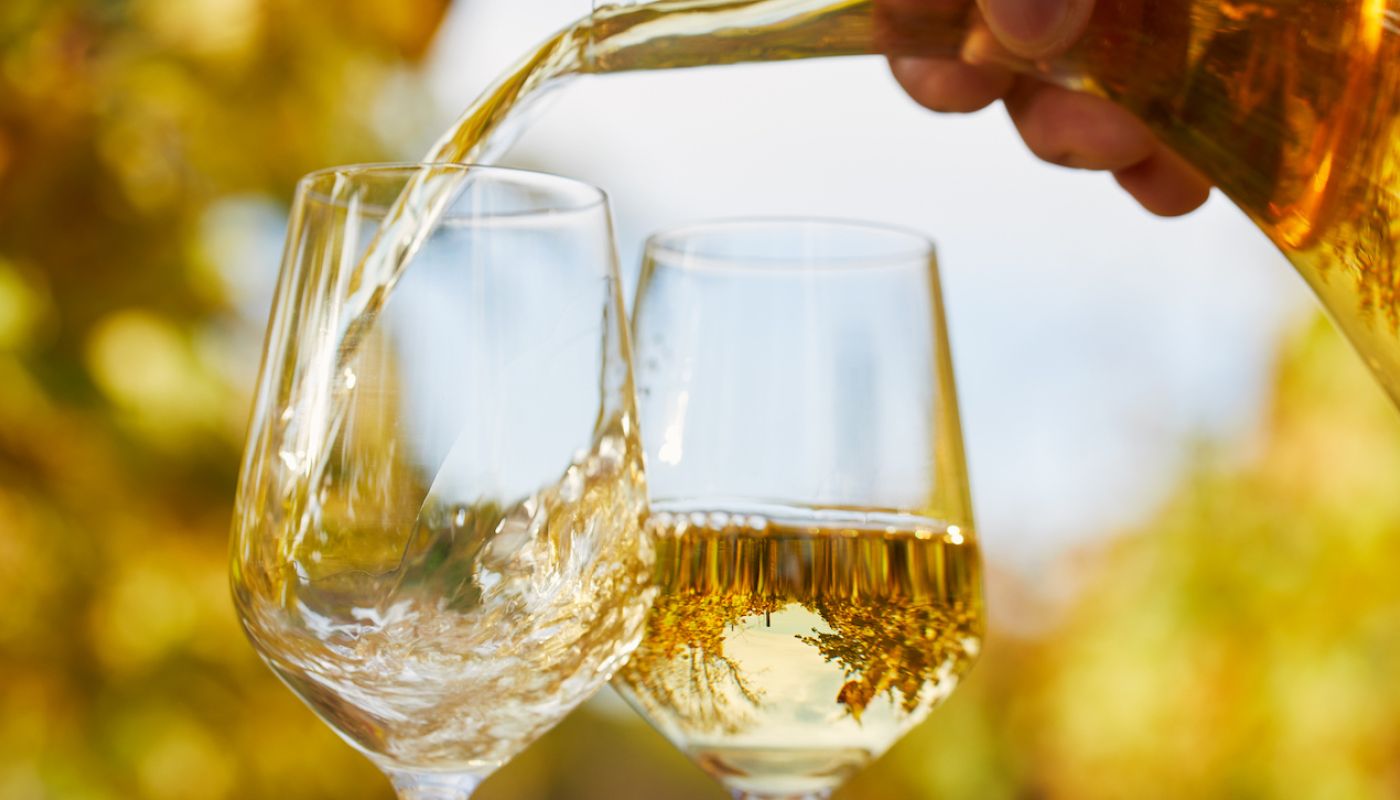 generic white wine in two glasses