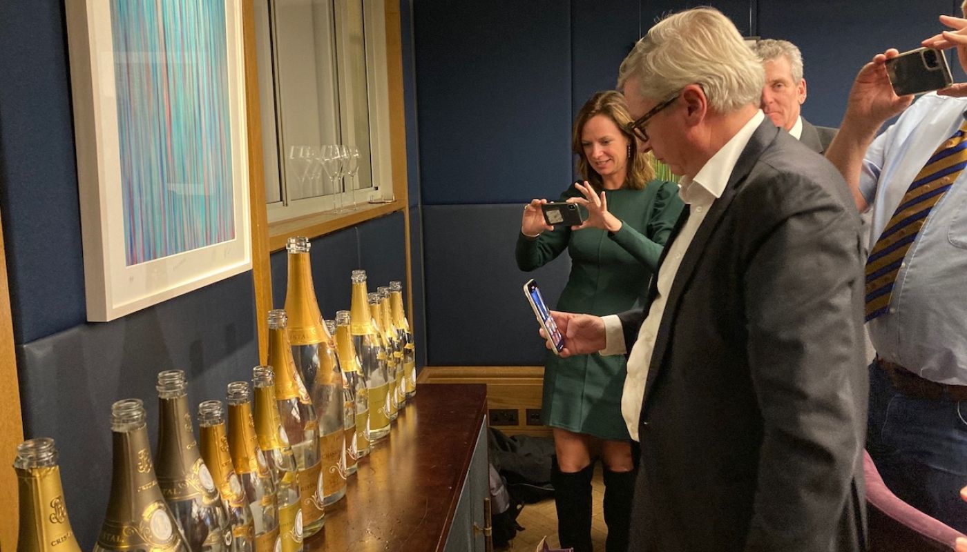 JBL and others photograph Cristal empties