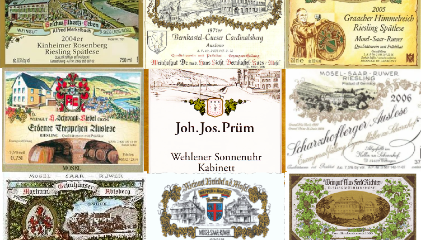German Riesling label collage