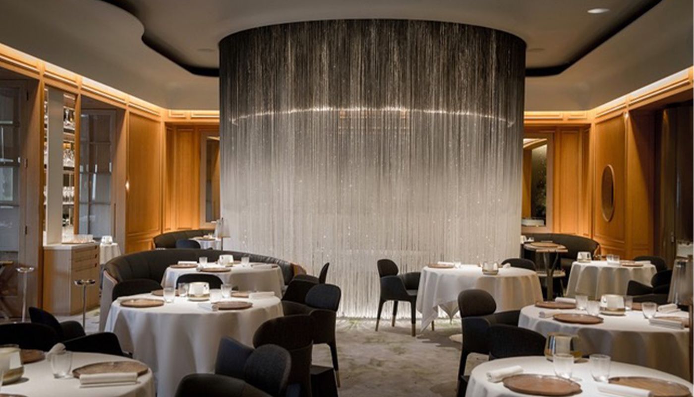 The dining room at Ducasse at the Dorchester in London
