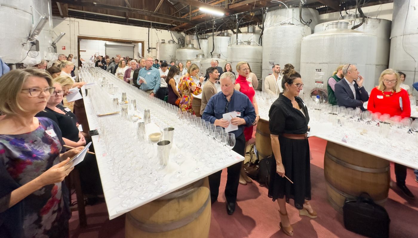 People tasting wine at the Cullen Chardonnay tasting