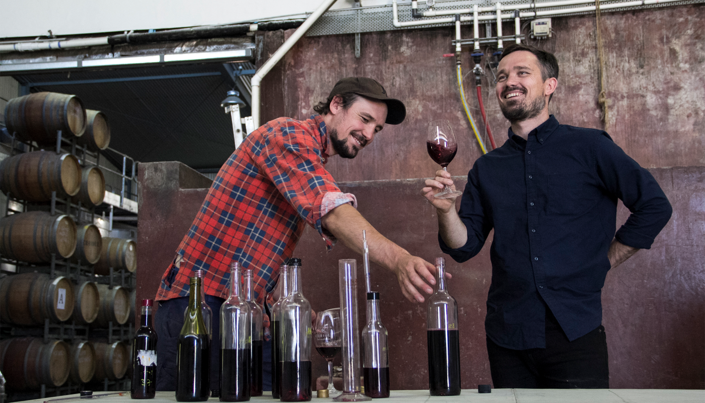 Peter and Duncan Lloyd tasting at Coriole, their winery in McLaren Vale