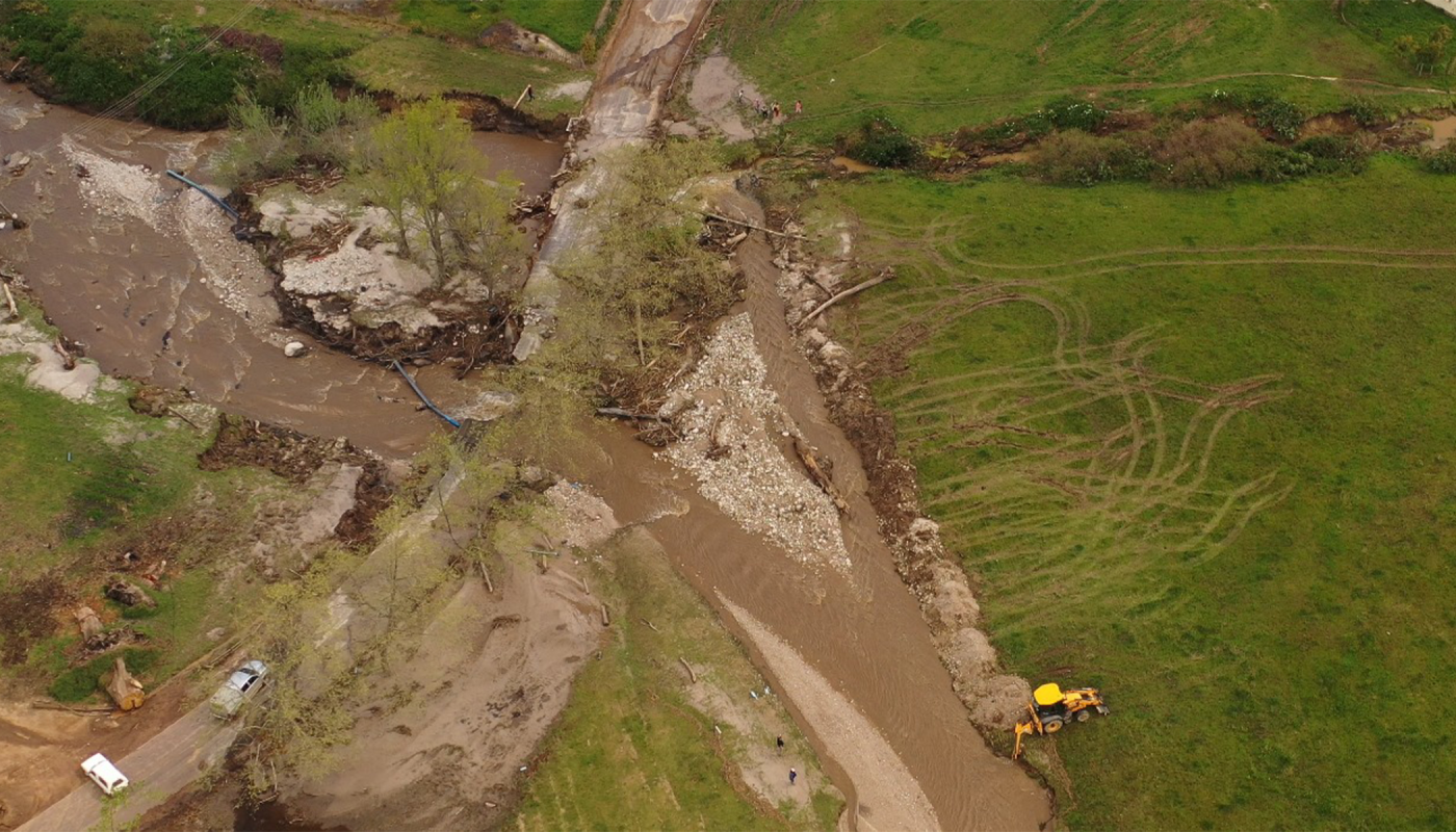 Roads washed out and land flooded at Paul Clüver in the Cape winelands