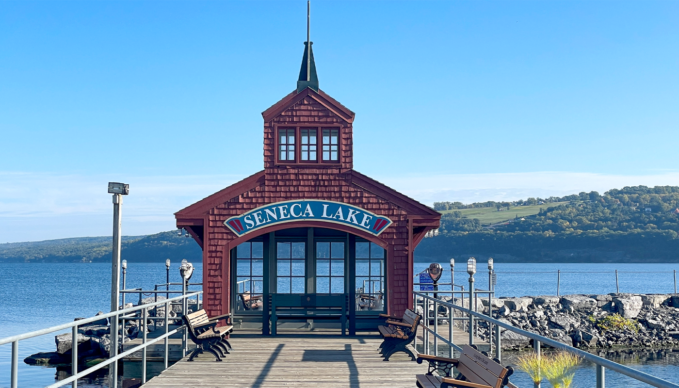Seneca Lake dock in summer