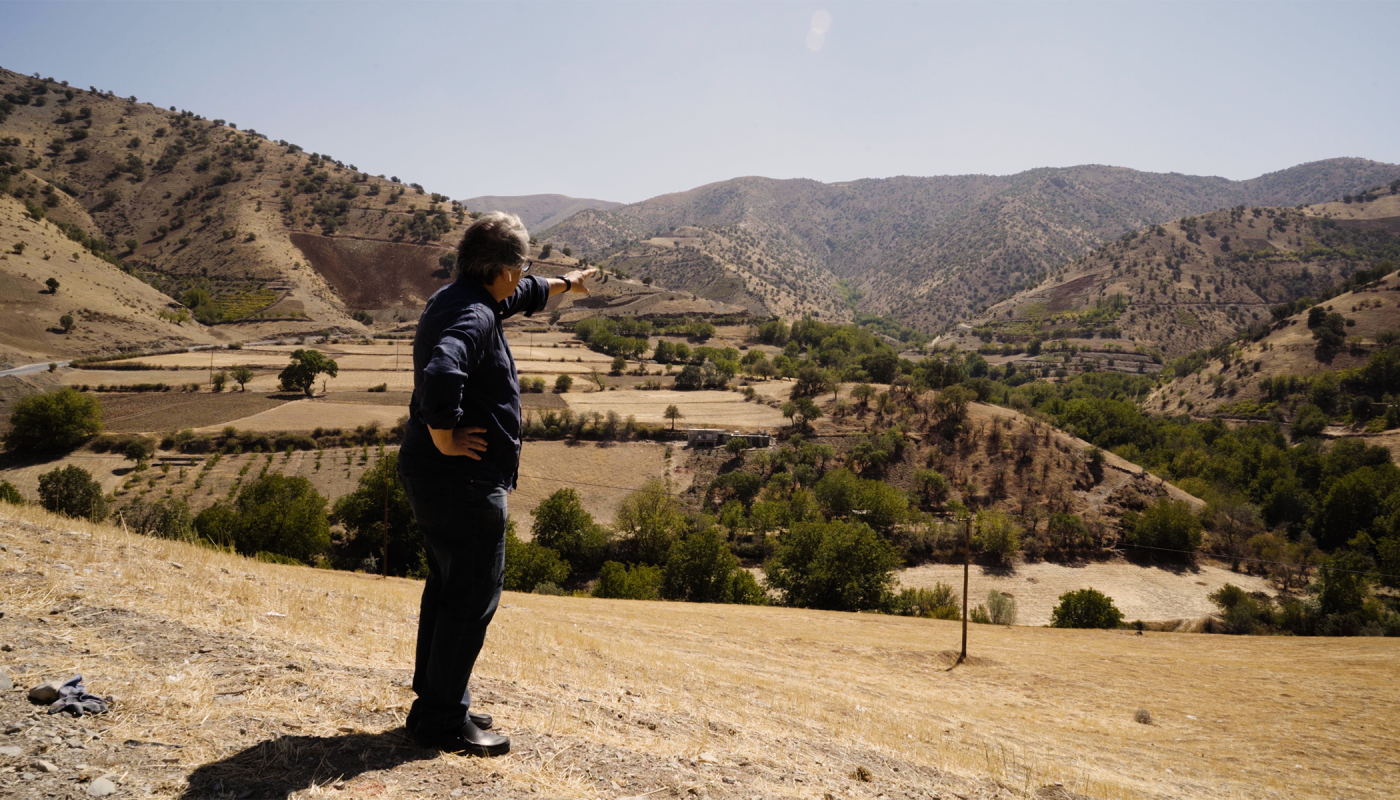 Vahe Keushguerian looks out over a dry Iranian landscape