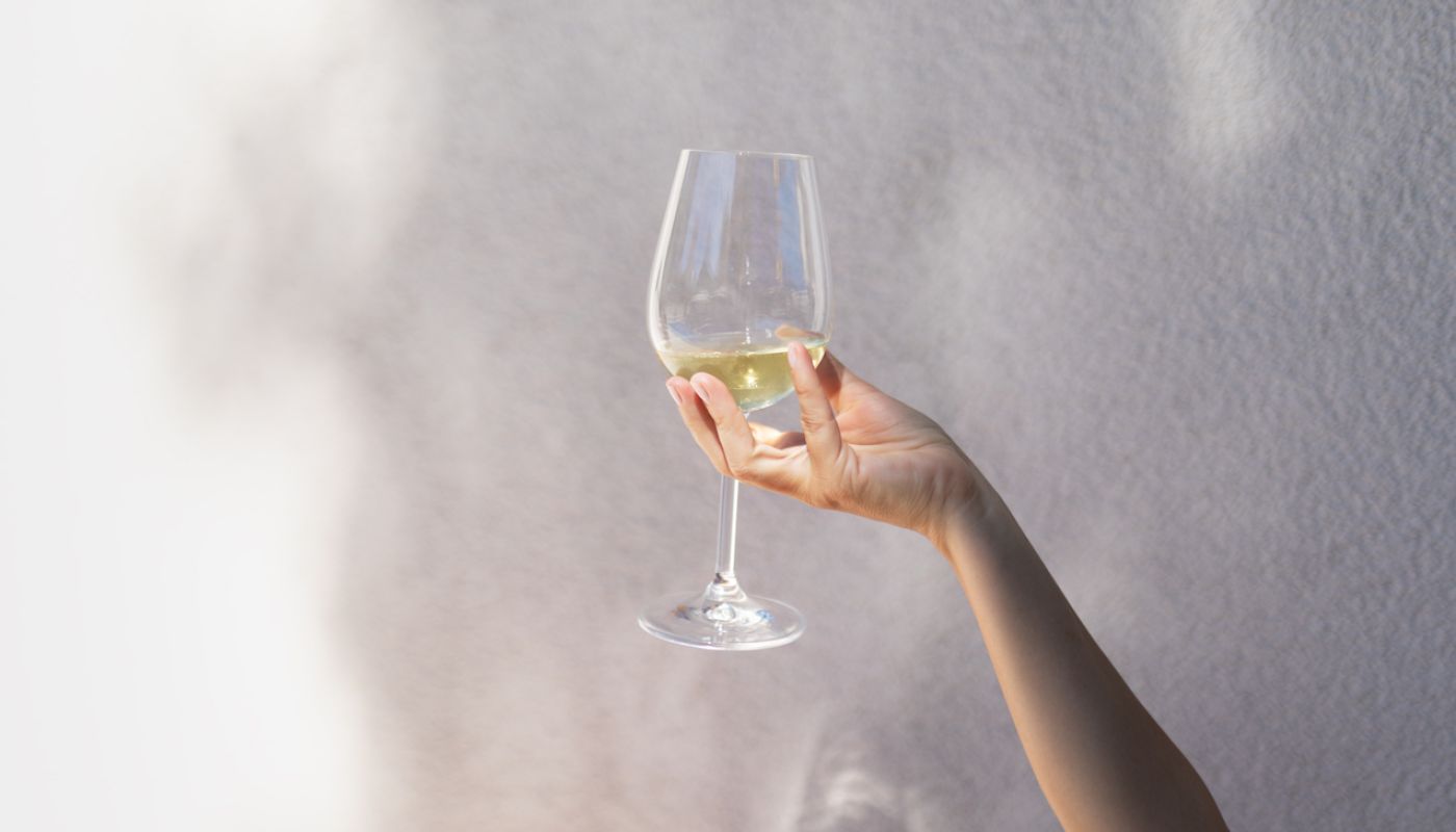 white wine in glass