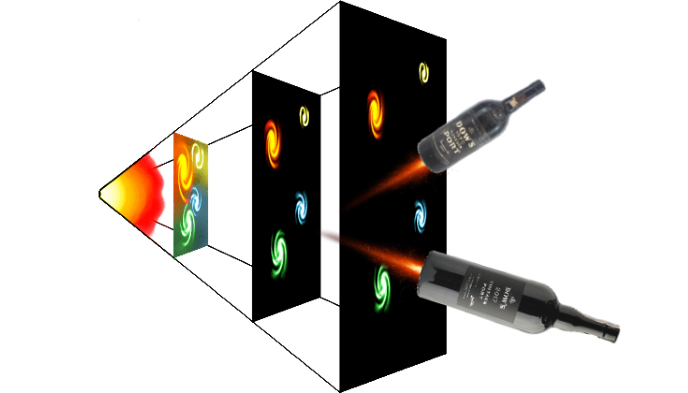 illustration of big bang plus two bottles of dows port