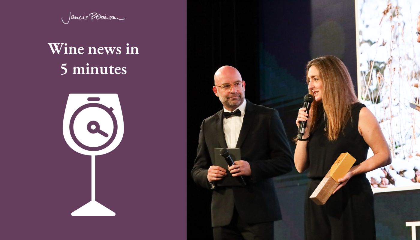Belinda Stone collecting the award for the Old Vine Registry in Paris on Sunday 11 Feb.