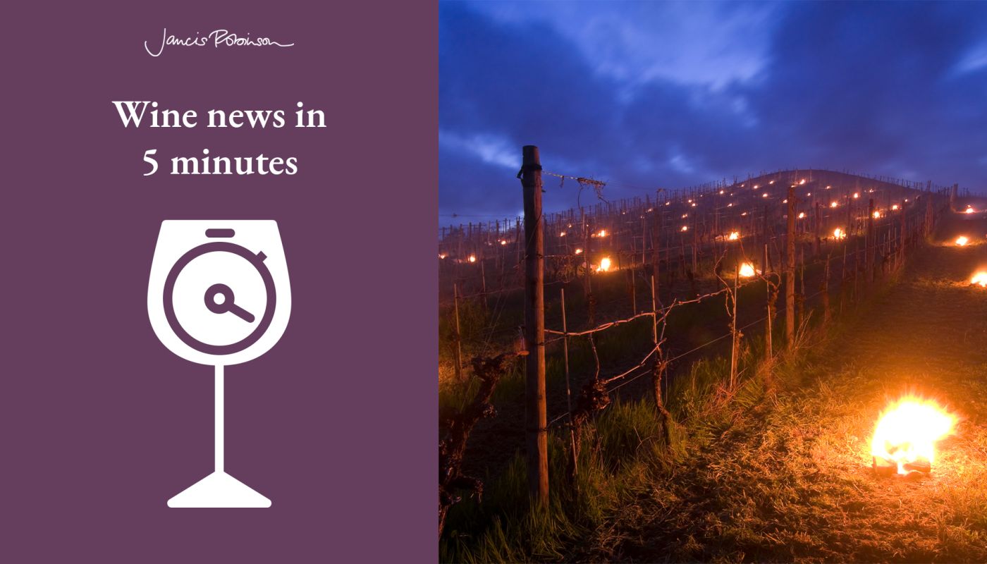 Small fires burning in German vineyards to keep frost at bay