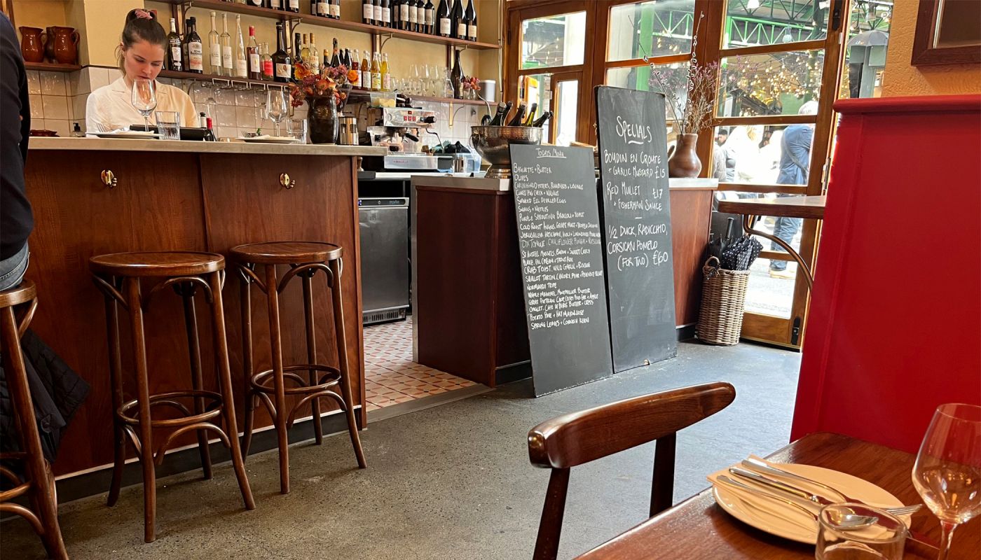 the interior of a London cafe