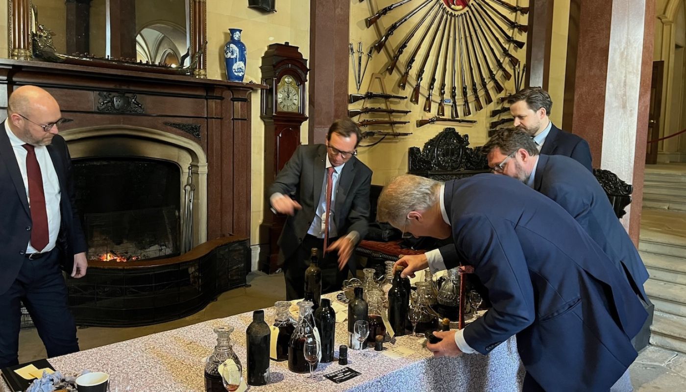 Raby Castle hall and vintage ports