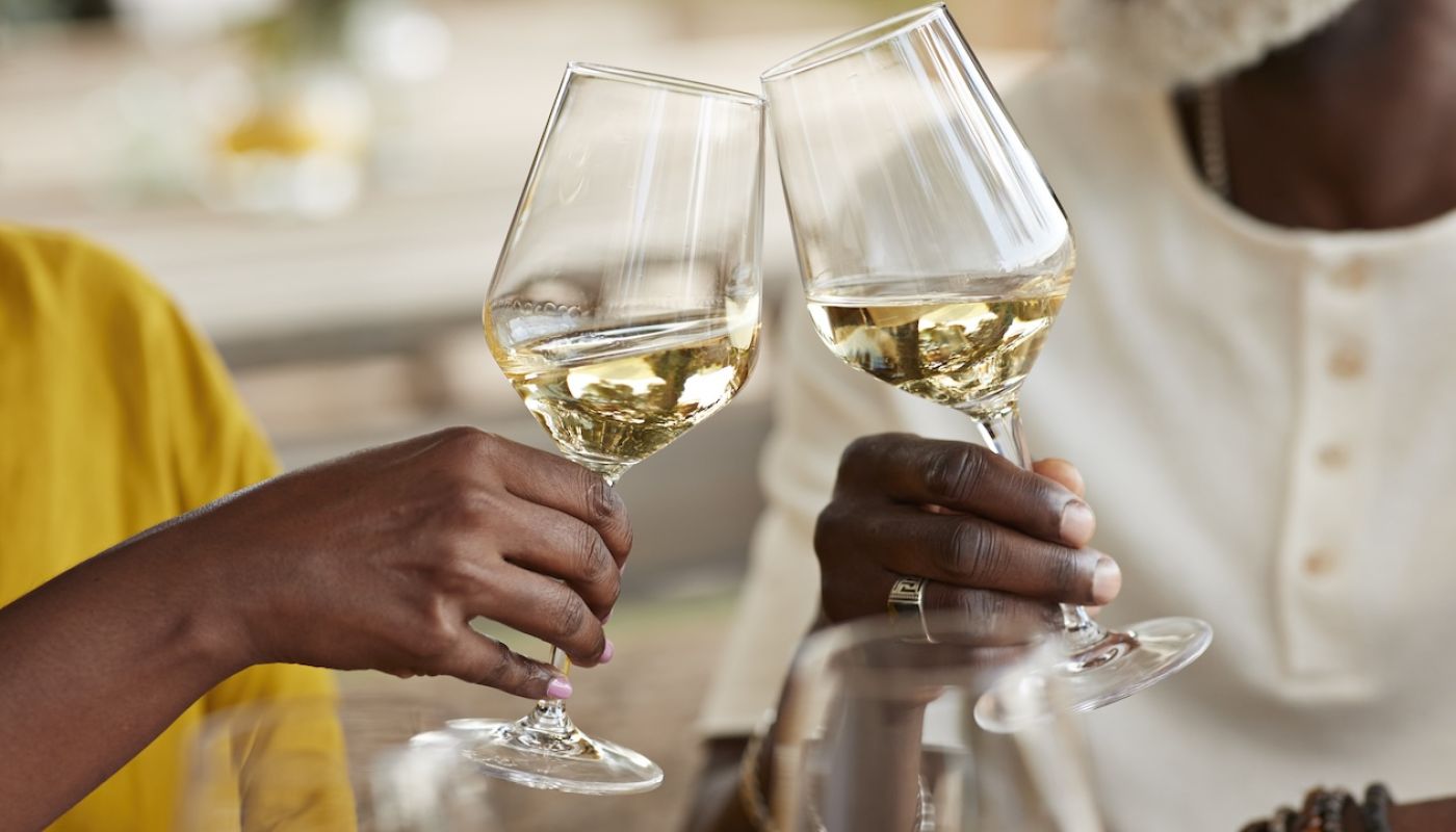 white wine drinking