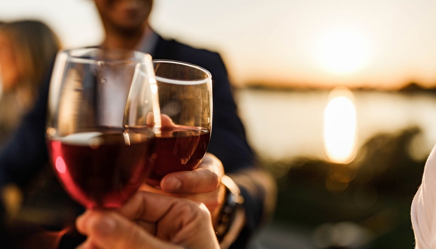 Red wine drinking outside