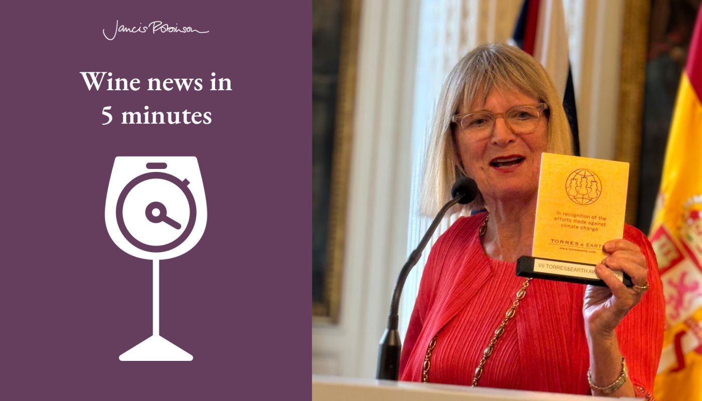 Jancis receives the Torres and Earth Award in Spain in June 2024