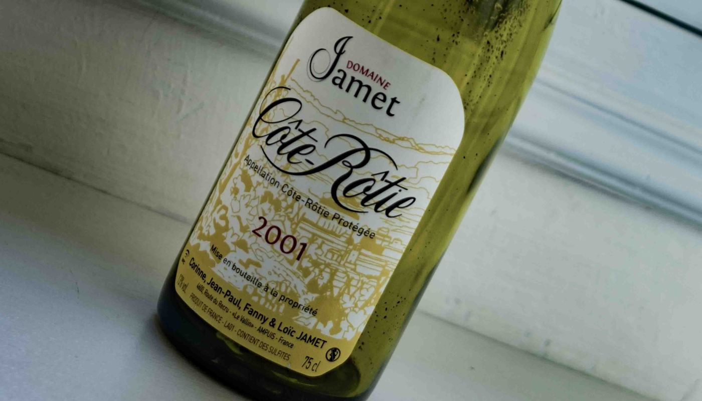 Jamet 2001, bottled and stored at the domaine, then labelled in 2024. Photo by Richard Lane